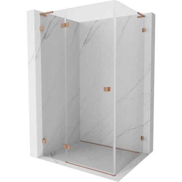 MEXEN/S - Lunar L sprchový kout dveře křídlové levá 80 x 90, transparent, měď kartáčovaná 834L-080-090-65-00-L