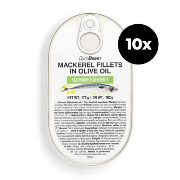 Filety z makrely v olivovém oleji - GymBeam (10 x 170 g) (108850-3-10x170g)