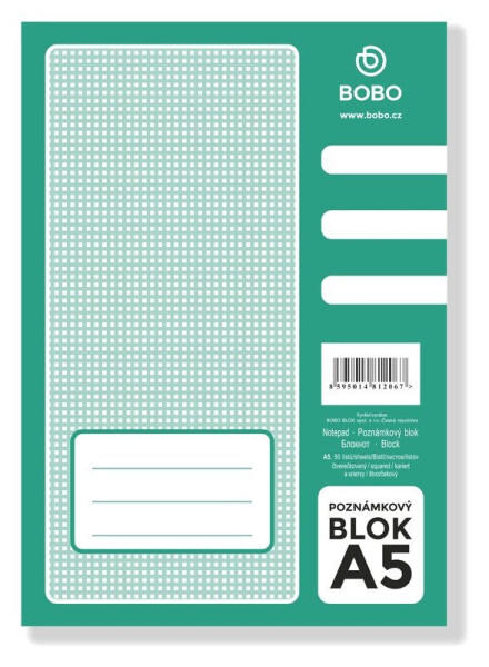 Poznámkový blok A5, čtvereček, 50 listů