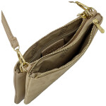 Stylová dámská semišová kabelka na rameno Amanda, tmavě béžová