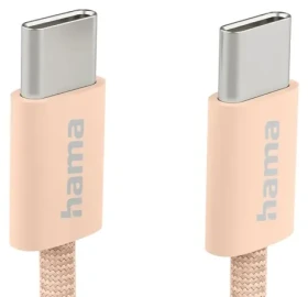 Hama USB-C 2.0 Fabric oranžová / Nabíjecí kabel / USB-C - USB-C / 1 m / rychlé nabíjení / opletený nylon