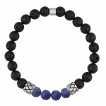 Pánský náramek Marco - 8 mm lávový kámen a lapis lazuli, 21 cm Modrá