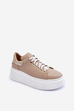 Dámská kožená sportovní obuv na platformě Beige Lemar Velikost: 37