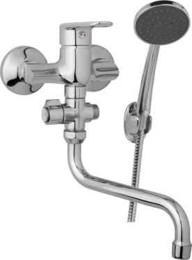 JB Sanitary Nástěnná umyvadlová a sprchová baterie FINERY, rozteč 100 mm, otočný přepínač, s příslušenstvím, trubkové ramínko 200 mm F10 32 31