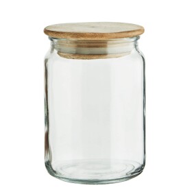 MADAM STOLTZ Skleněná dóza Wooden Lid 650 ml, čirá barva, přírodní barva, sklo, dřevo