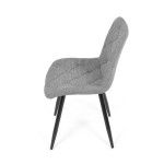 Židle jídelní, stříbrná látka, nohy černý kov