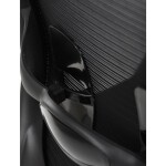 Židle kancelářská, černý MESH a černá látka, plastový kříž, houpací mechanismus.