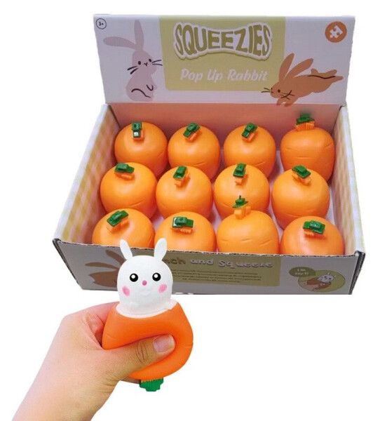 Mačkací hračka Squeezy - Králík v mrkvi