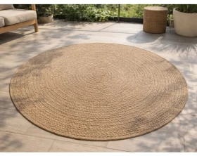 Venkovní/vnitřní koberec kulatý Kenzy 120 cm, přírodní kruhy