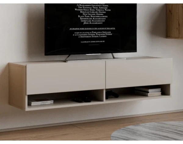 Závěsná TV skříňka Asko Living, 135 cm, béžová kašmír