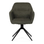 Židle jídelní a konferenční, zelená látka, černé kovové nohy, otočný mechanismus