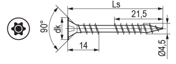 Vrut Spax podlahový velikost: 4,5 x 50, nelze po kusech; pouze celá balení: 500ks