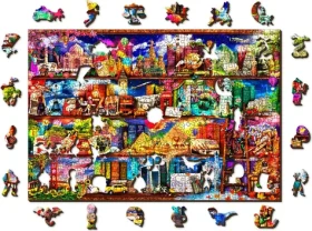 WOODEN CITY Dřevěné puzzle Police na knihy o cestování
