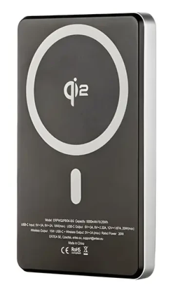 ER Power Qi2 Dual 5000mAh černá / Powerbanka / MagSafe / Qi2 / USB-C / 15W (ERPWQ2PB5K-SG)
