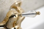 SAPHO - KIRKÉ CRYSTAL nástěnná vanová baterie, páčka krystal, zlato KI10KZ