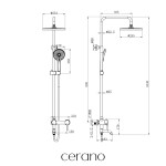 CERANO - Sprchový nástěnný sloup Ennio - vanová otočná baterie - chrom CER-8050BD80347