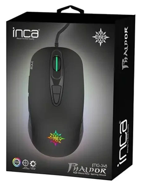INCA IMG-348 černá / Herní drátová myš / optická / 3200 DPI / 7 tlačítek / RGB / USB-A / 1,65 m (IMG-348)