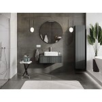 MEXEN/S - Rivel koupelnová skříňka pod umyvadlo 80 cm s deskou, 1 šuplík, reliéf , grafit mat 91A20-08023-1-BFC66
