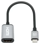 Manhattan USB-C na HDMI černá/stříbrná / Adaptér / 4K 60Hz / HDCP 2.2 / kabel 15 cm (153706)