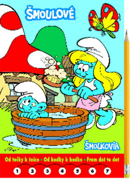 Šmoulové Omalovánky - Od tečky k tečce + grafitová tužka s gumou