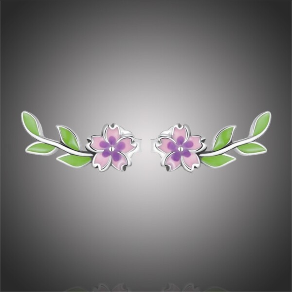 Stříbrné květinové náušnice Spring Flower, stříbro 925/1000, Barevná/více barev