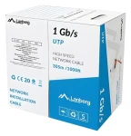 Lanberg UTP kabel drát červený / Síťový kabel / CCA / 305 m / 250 MHz / 1 Gb/s (LCU6-10CC-0305-R)
