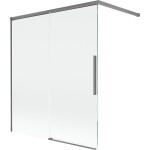 MEXEN/S - Rox vanová zástěna 2-křídlová posuvná 140 x 150, transparent, grafit metal 8C9-140-003-95-00