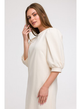 B291 Šaty áčkového střihu s pouzdrovými rukávy - vanilka EU 2XL/3XL