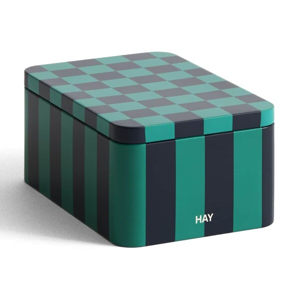 HAY Plechová dóza Tin Small Green/Dark Blue, zelená barva, kov