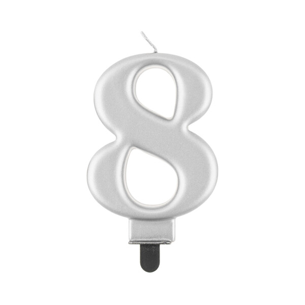 Svíčka dortová stříbrná číslo 8