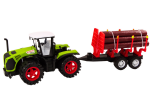 Mamido Zelený farmářský traktor s přívěsem na dřevo 9 kmenů