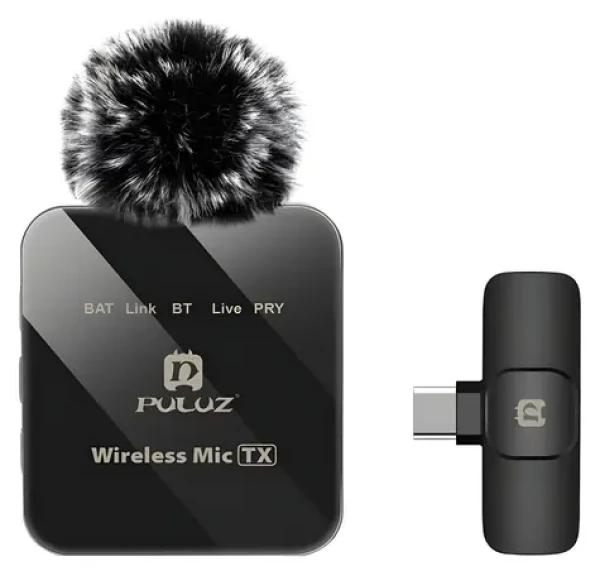 Puluz PU648B černá / Klopový mikrofon / sada 2 ks / bezdrátový / USB-C / 2.4 GHz (PU648B)