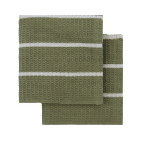 House Doctor Bavlněný hadřík Olive Green - set 2 ks, zelená barva, textil