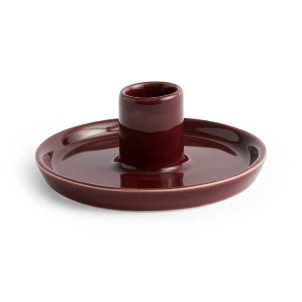 HAY Kameninový svícen Disc S Chestnut brown, hnědá barva, keramika