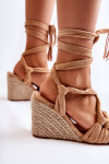 Semišové vázané sandály na klínu béžove Flavia 38