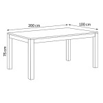 Jídelní stůl 200x100x75, masiv dub bílý, povrchová úprava olejem, nohy 10x10 cm