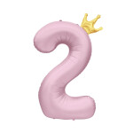 Balónek fóliový 82 cm světle růžový s korunkou číslo 2 - Albi