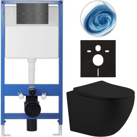CERANO - Kompletní WC set Profi/Cesso - černá matná - WC tlačítko Line/Tmavě šedá - předstěnová instalace - 49x36 CER-8050BD84385