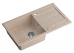 SAPHO - Granitový vestavný dřez s odkapem, 77x44cm, béžová GR7202