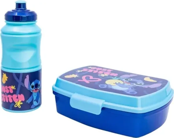 STOR Dětská jídelní sada 2v1 Stitch / Jídelní sada / Láhev 380 ml + svačinový box (75073)