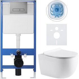 CERANO Kompletní WC set Profi/Felci - bílá lesklá - WC tlačítko Slim/Tmavě šedá - předstěnová instalace - 52,5x36 cm