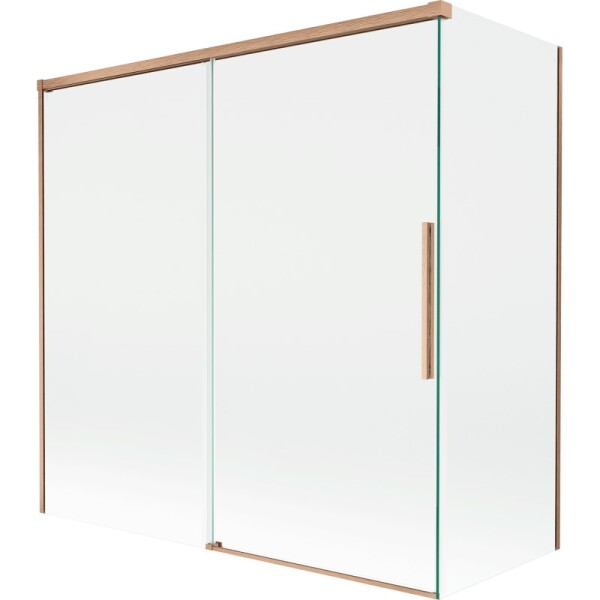 MEXEN/S - Rox vanová zástěna 2-křídlová posuvná 160 + 80 x 150, transparent, měď kartáčovaná 8C9-160-080-65-00