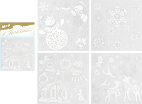 Samolepky vánoční se stříbrným glitrem 180x180mm