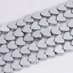 Syntetický hematit - srdce - 8 x 8 x 2 mm - platinové - třída A - 1 ks