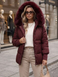 Dámská zimní prošívaná bunda s kapucí, vínová, FashionStreet TY6003 XXL
