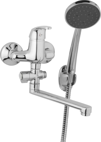 JB Sanitary Nástěnná umyvadlová a sprchová baterie SLIM, rozteč 100 mm, otočný přepínač, s příslušenstvím, ramínko 200 mm A10 32 01