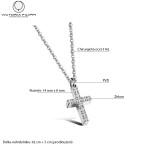 Ocelový náhrdelník se zirkony Samuel - chirurgická ocel, kříž, Stříbrná 42 cm + 5 cm (prodloužení)