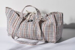 Humdakin Prostorná taška z organické bavlny Checkered, krémová barva, textil