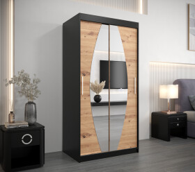 Šatní skříň Abi E0 Barva korpusu: Černá, Rozměry: 100 cm, Dveře: Dub artisan