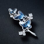 Brož Swarovski Elements Montanari - motýl, Tmavě modrá